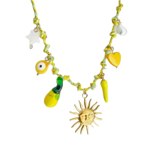 Summer Lime Charm Cord Necklace