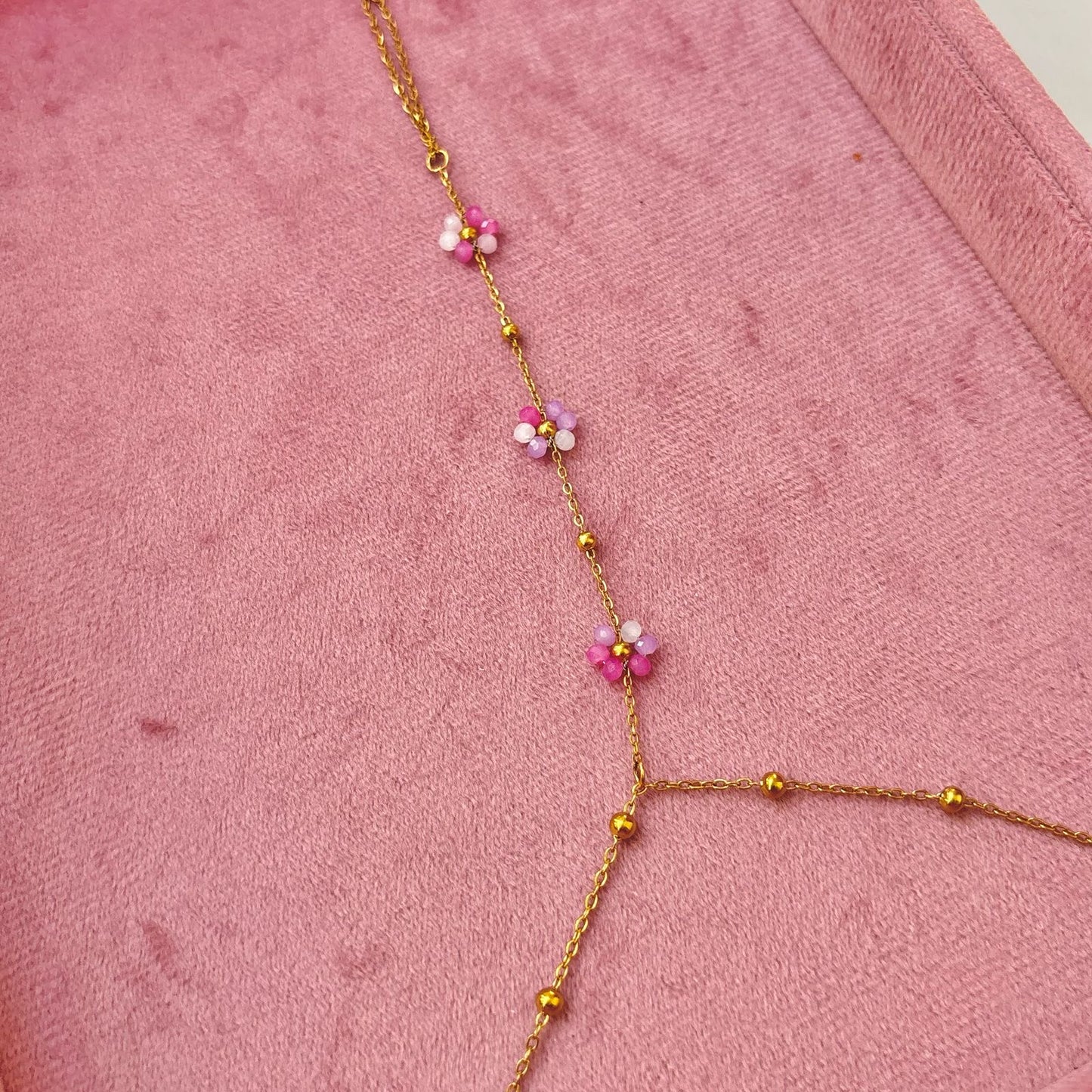 Pink Disty Flora Hand Chain