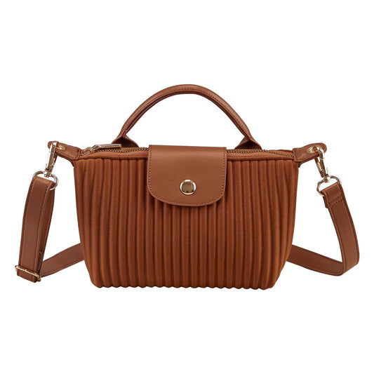 Brown LC Ribbed Shoulder Bag