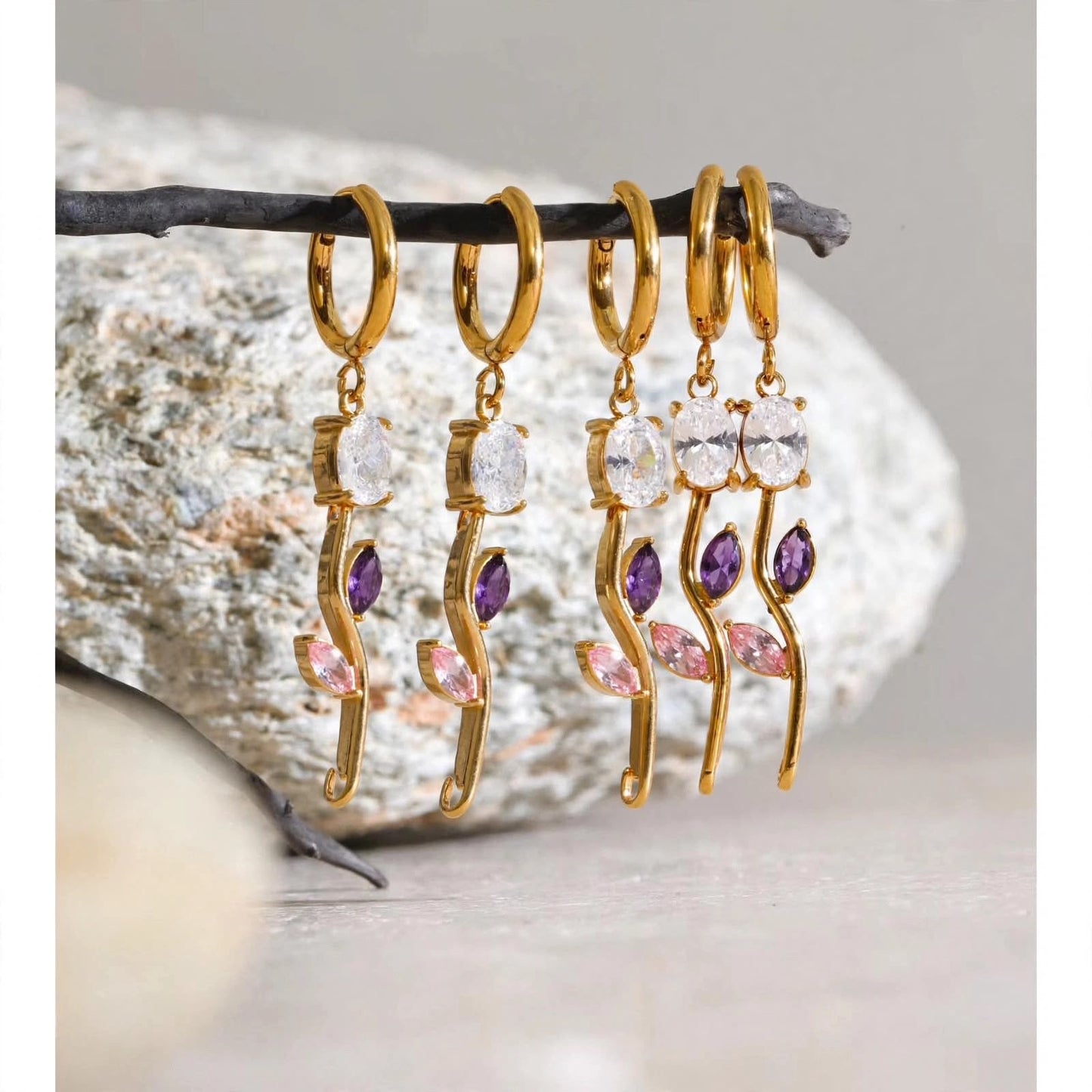 Ombré Rose Vine Hoops