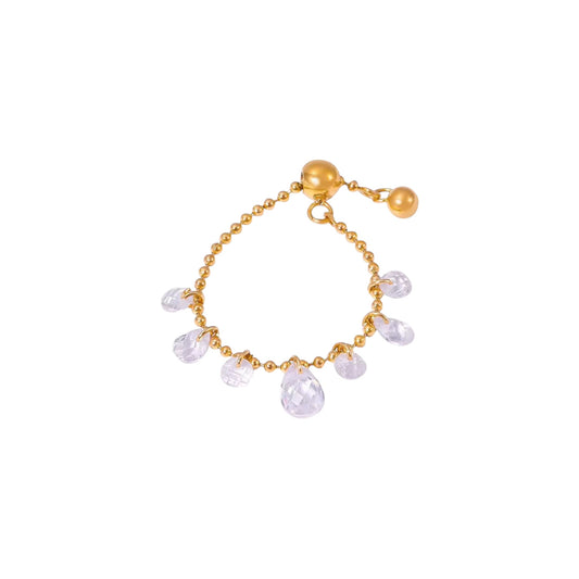 Crystal Drip Ring -Adj To Any Size