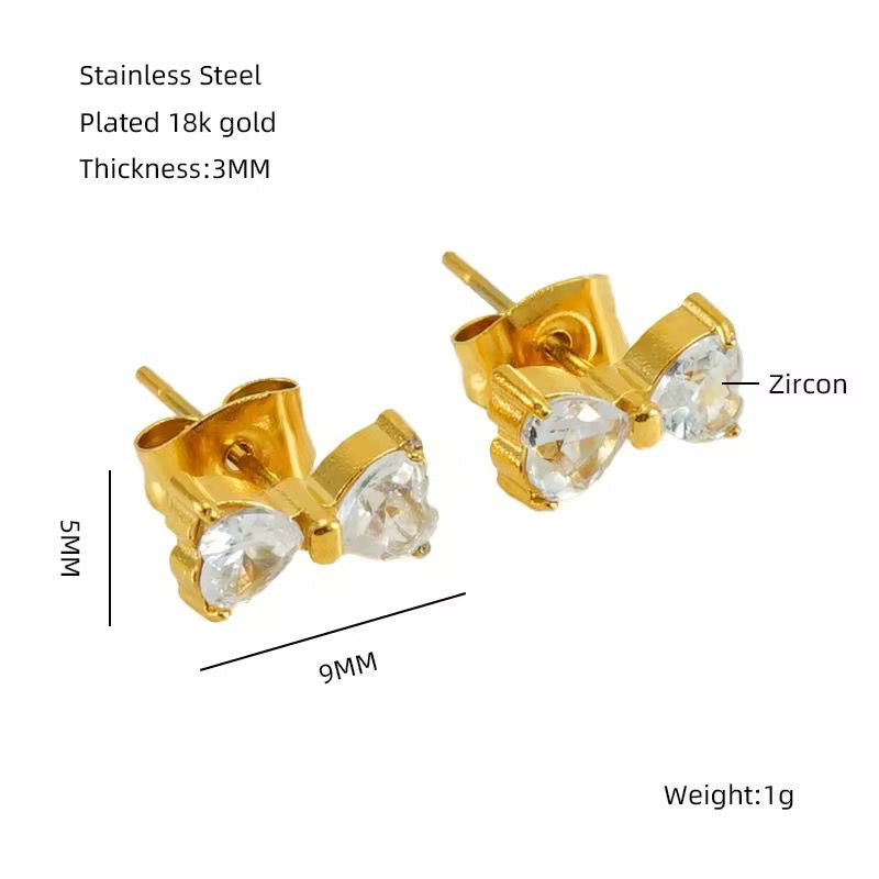 Dainty Crsytal Bow Studs