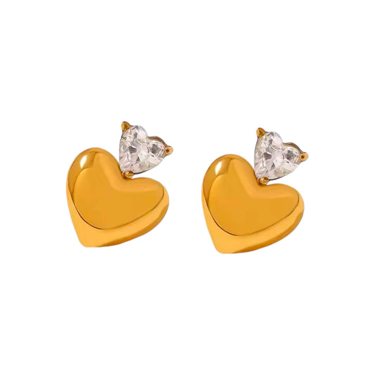 Goldie Heart Cz Studs -18K