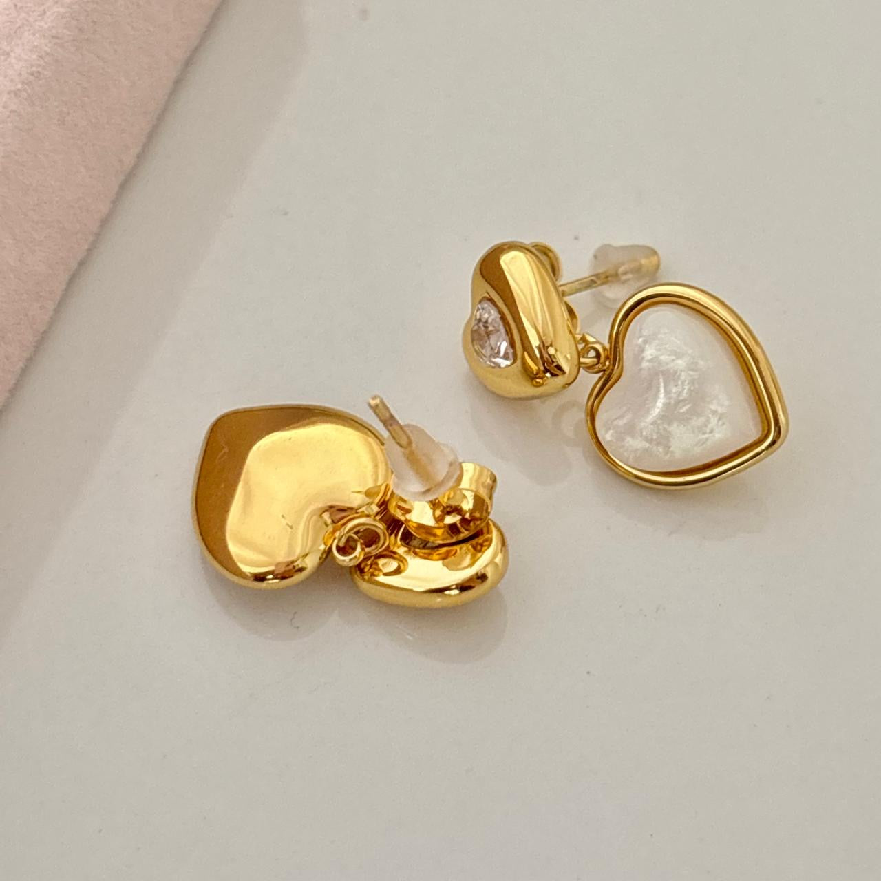 Opals Diamond Heart Studs