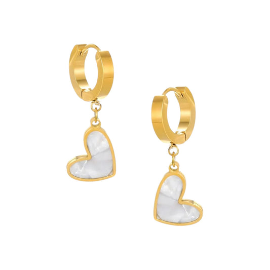 Chic Shell Heart Hoops -18K