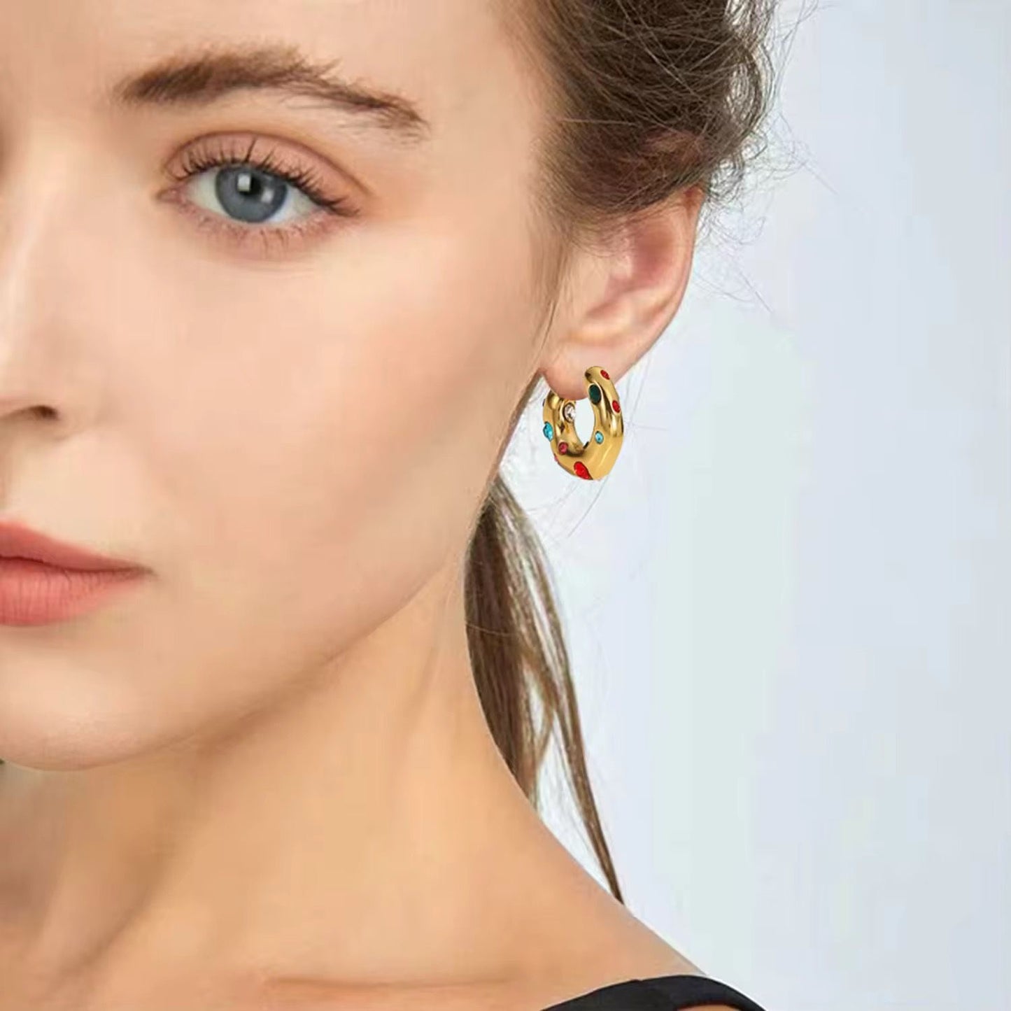 Multi Cz Hammered Luxe Hoops