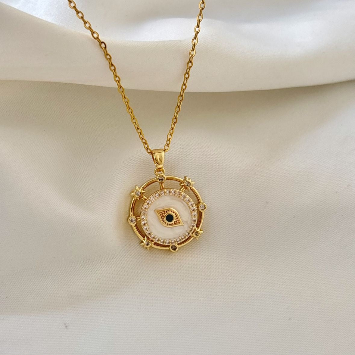 Eye Fidget Zircon Necklace -18K