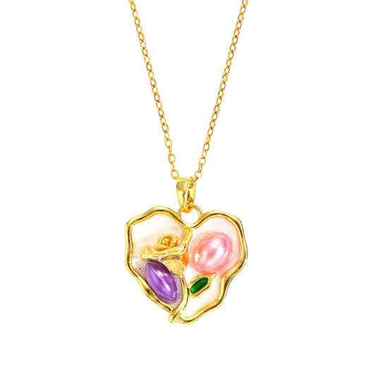 Cottage Core Necklace -18K | Hand Painted