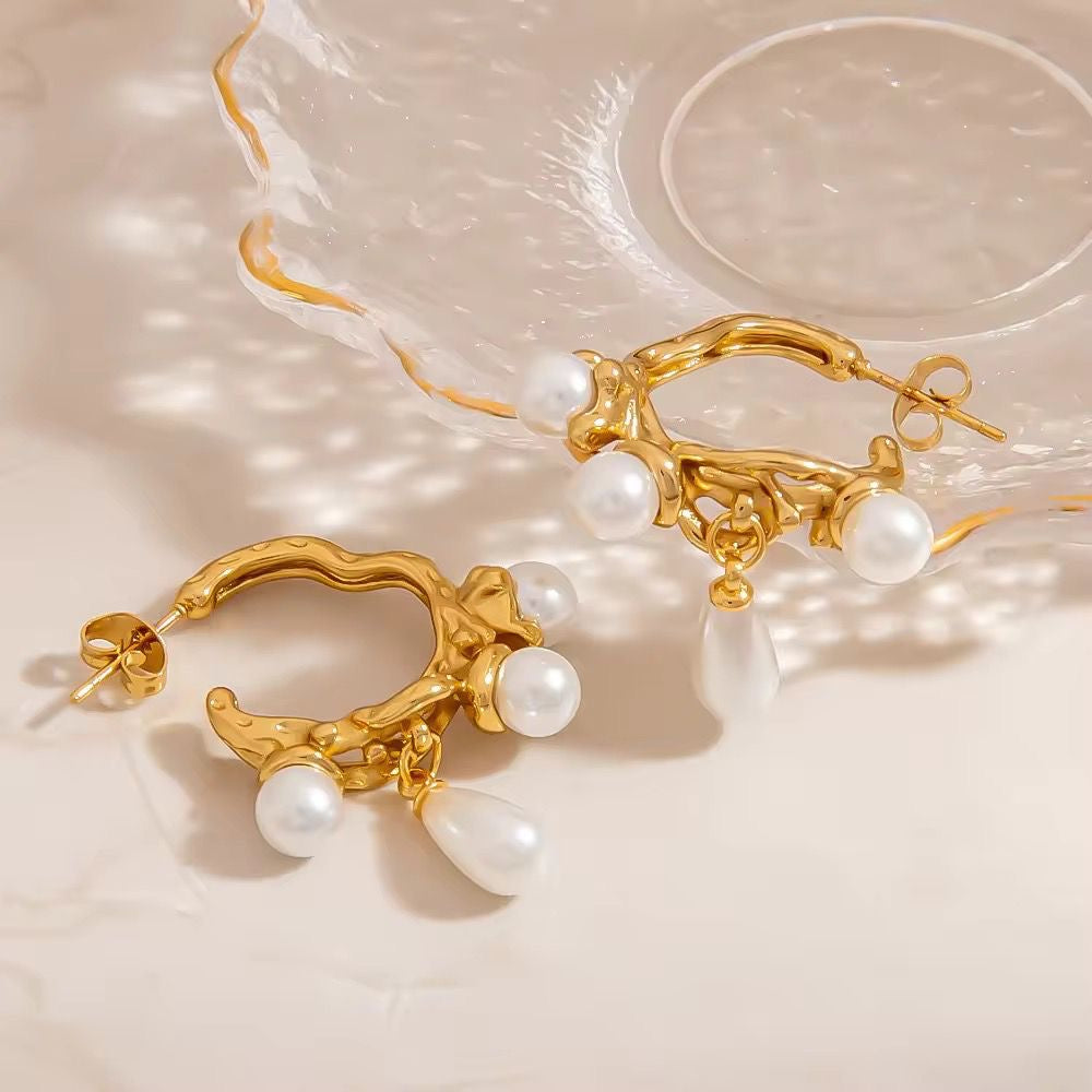 Pearl Drip Hoops