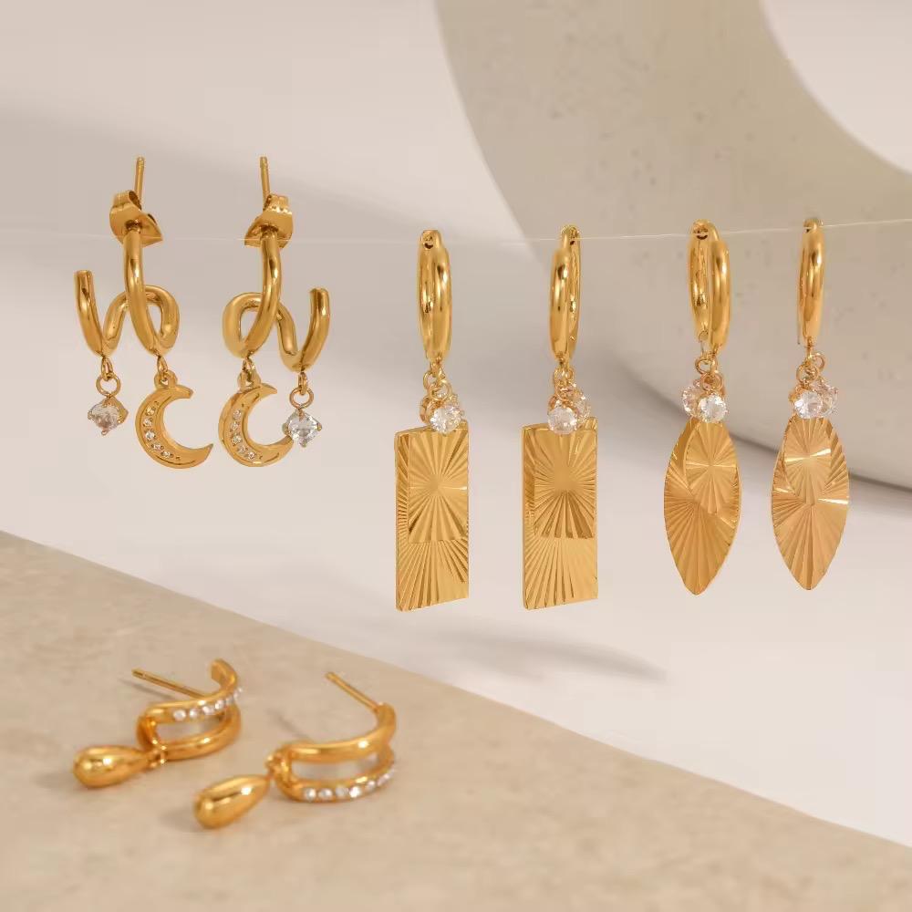 Moon Dangling Studs