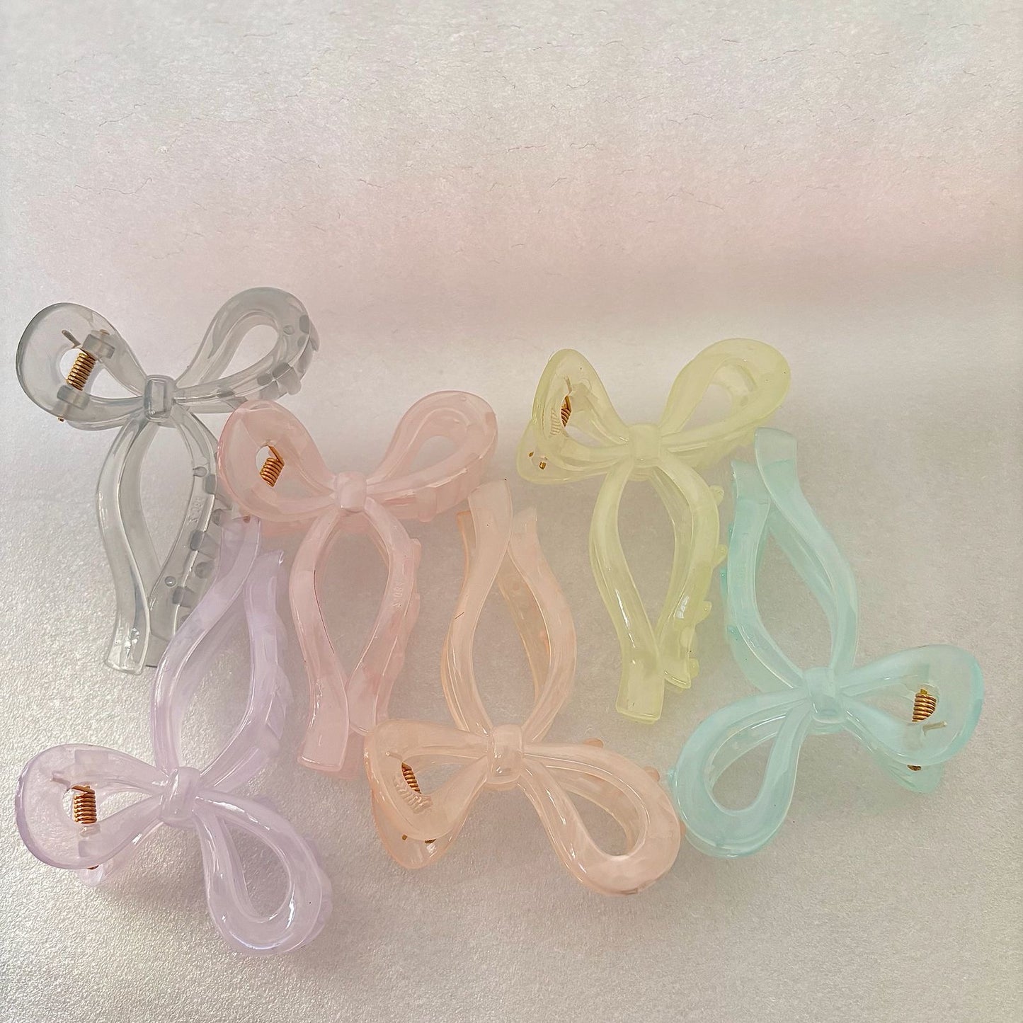 Marble Pastel Bow Claw Clip -Peachy Keen