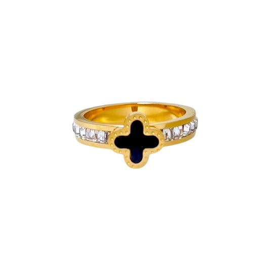 Diamanté Black Clover Ring