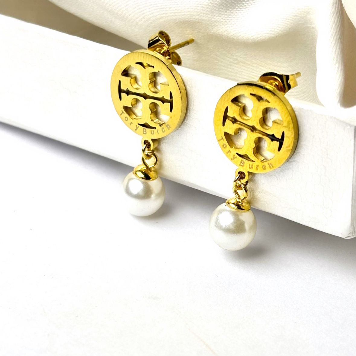 TB Pearl Charm Earrings