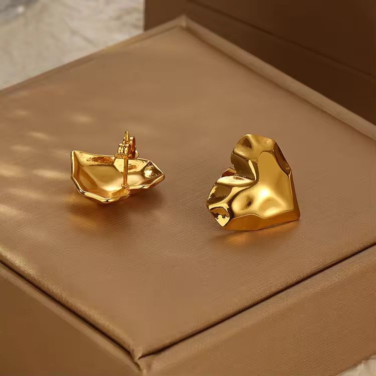 Hammered Heart Studs