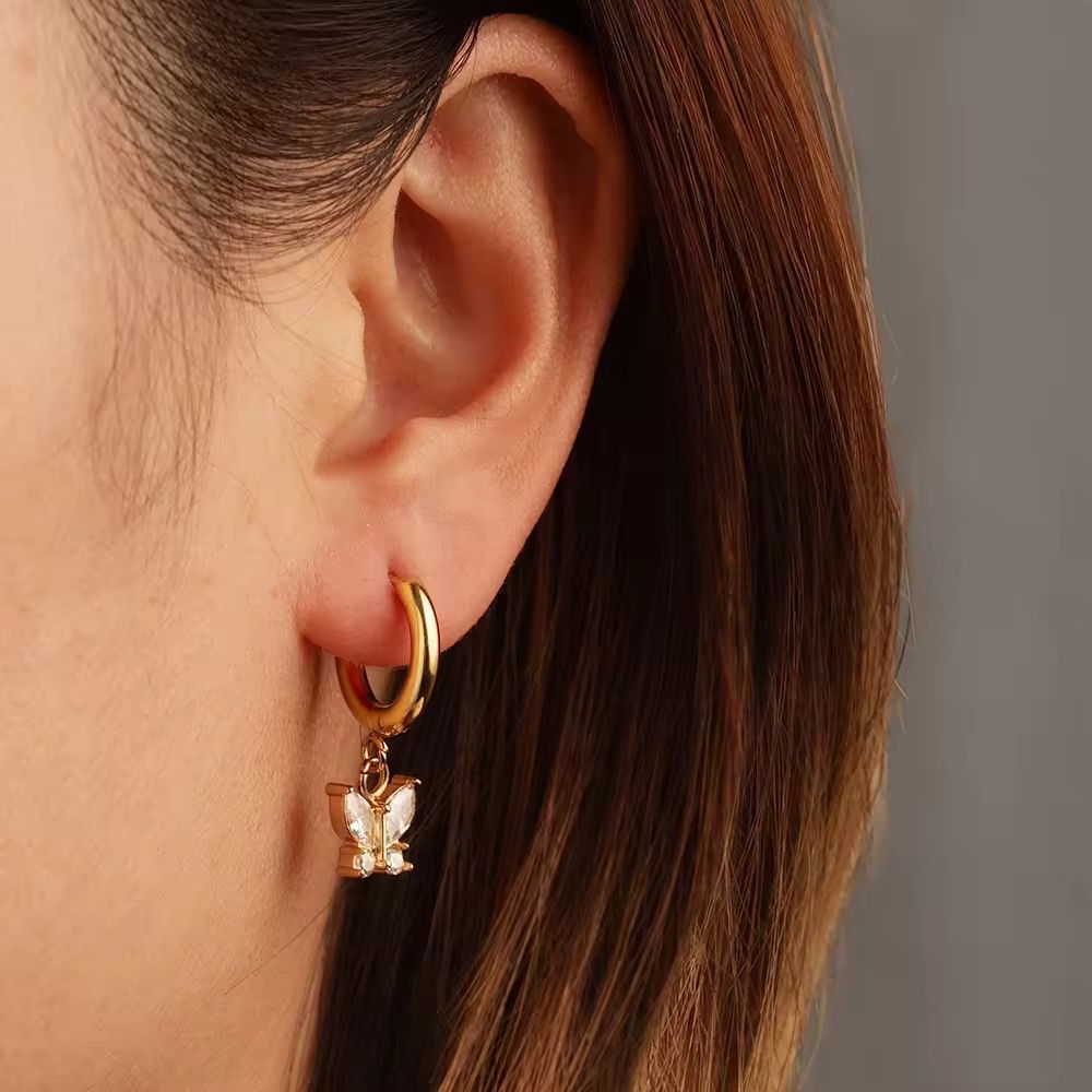 Glass Wings Charm Hoops