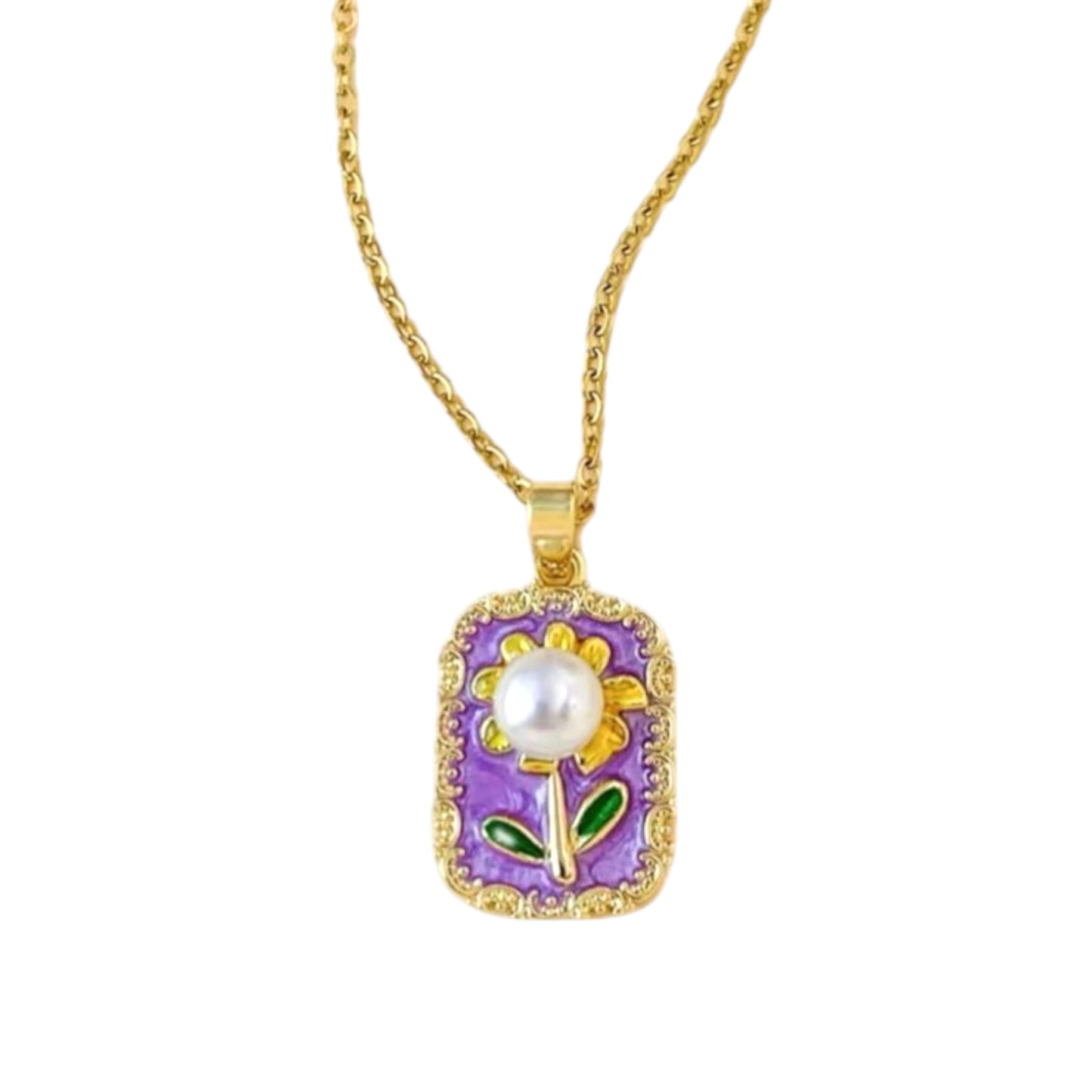 Lilac Sunset Flora Necklace -Hand Painted