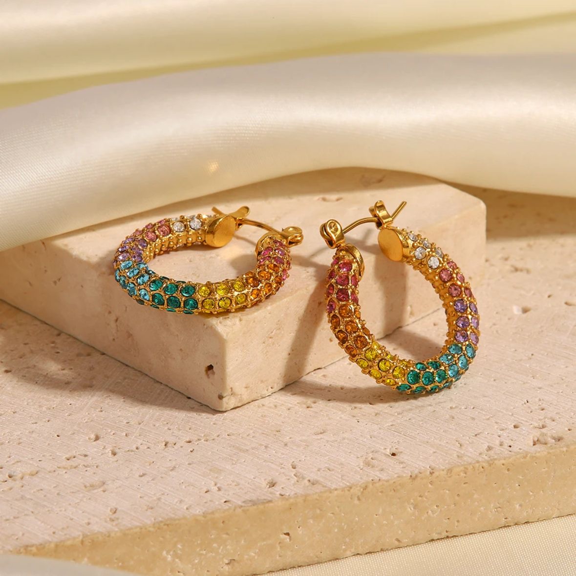 Dazzling Multi Zircon Hoops