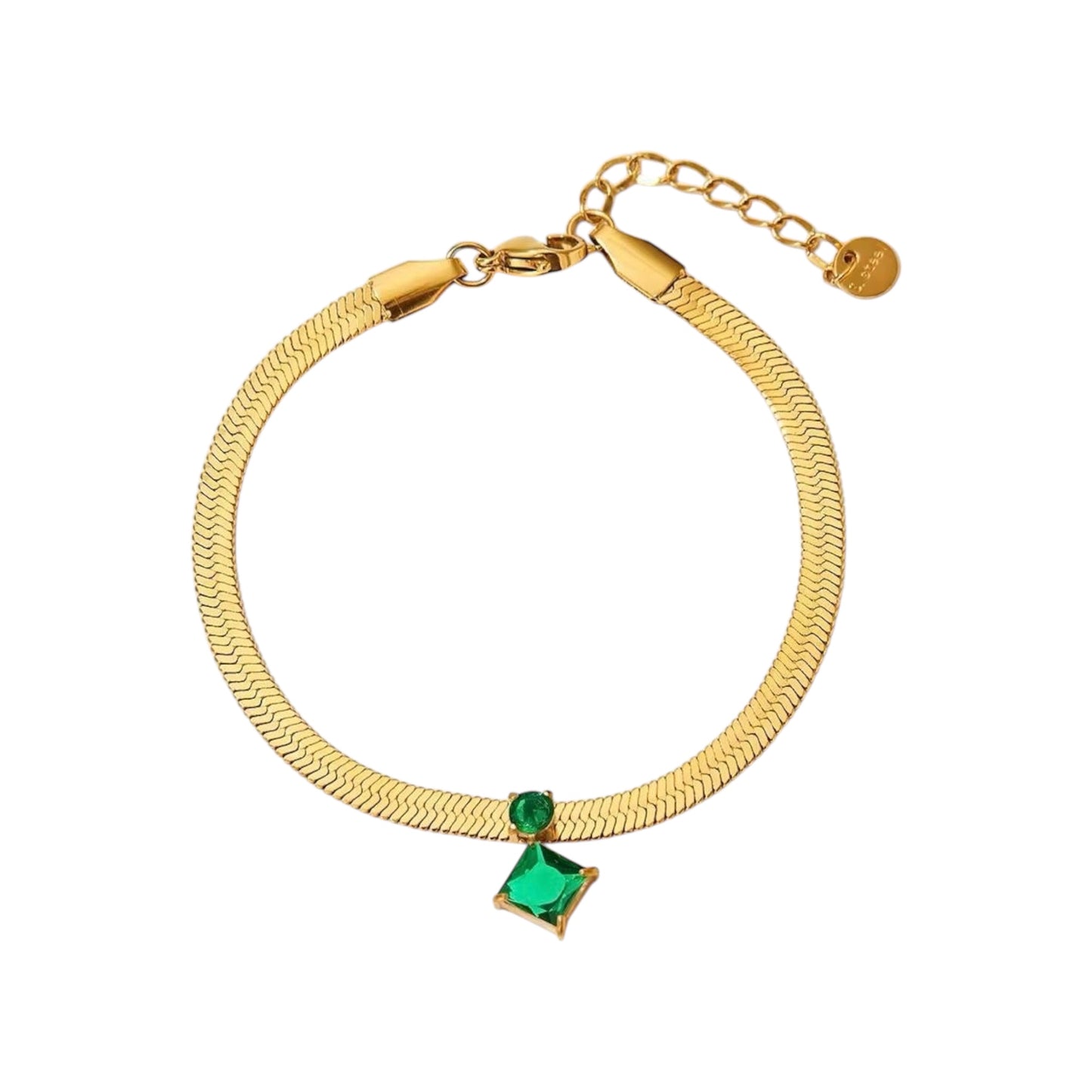 Jasmine Emerald Charm Bracelet -18K