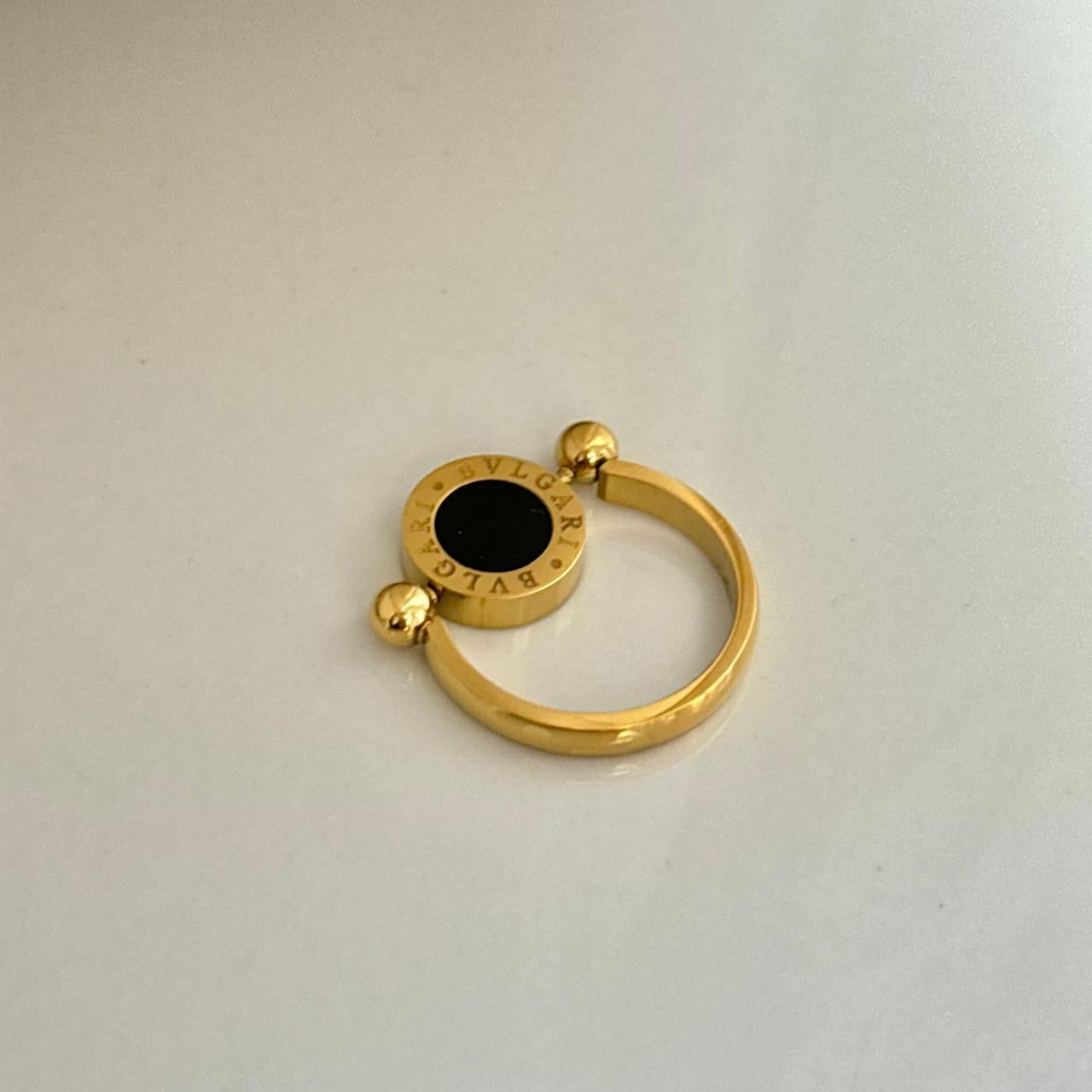 White X Black Flip Coin Ring -18K