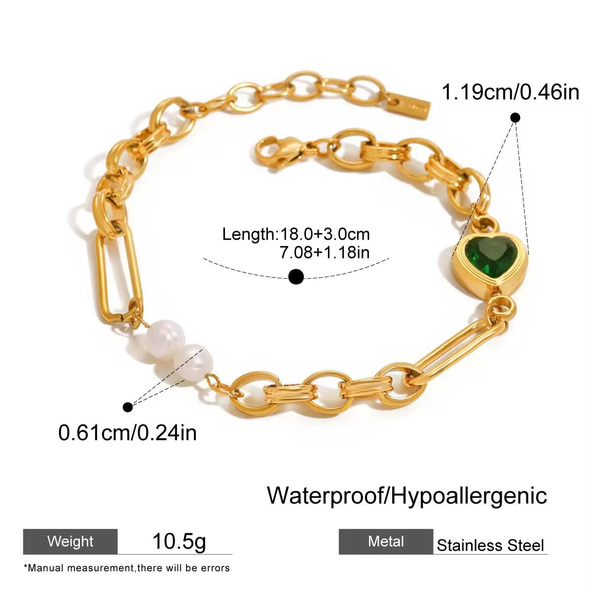 Emerald Love Pearl Bracelet -18K