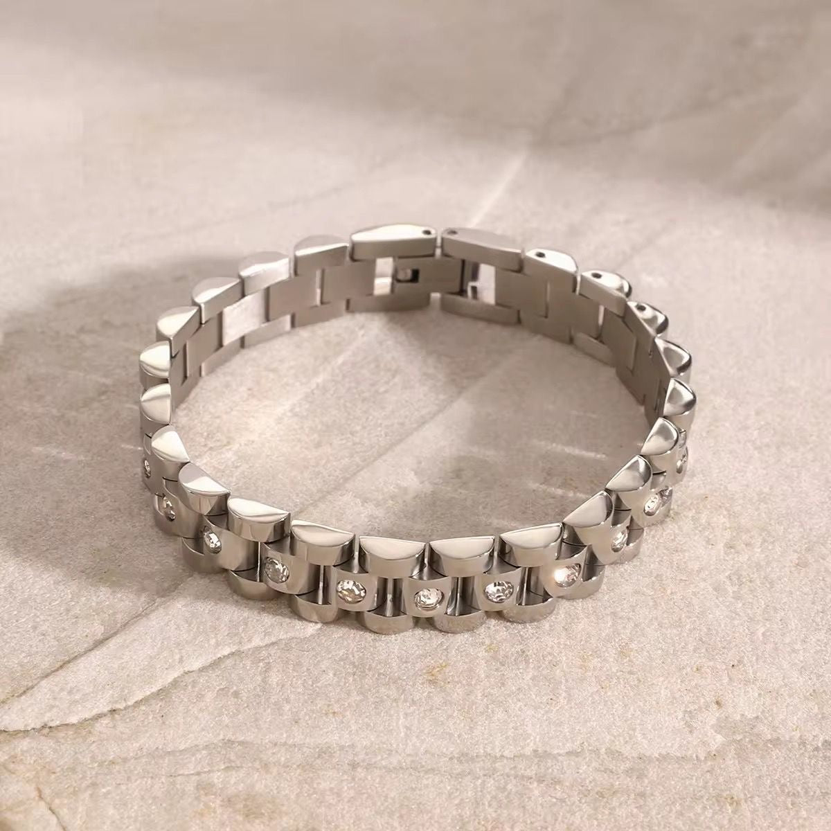 Adele Cz Watch Strap Bracelet -Silver