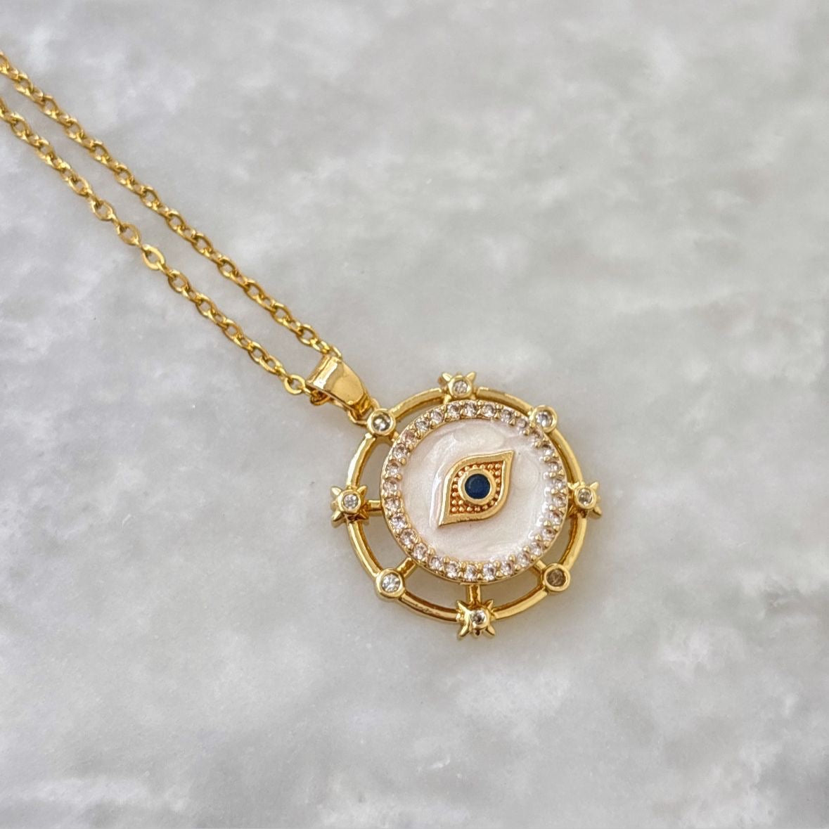 Eye Fidget Zircon Necklace -18K