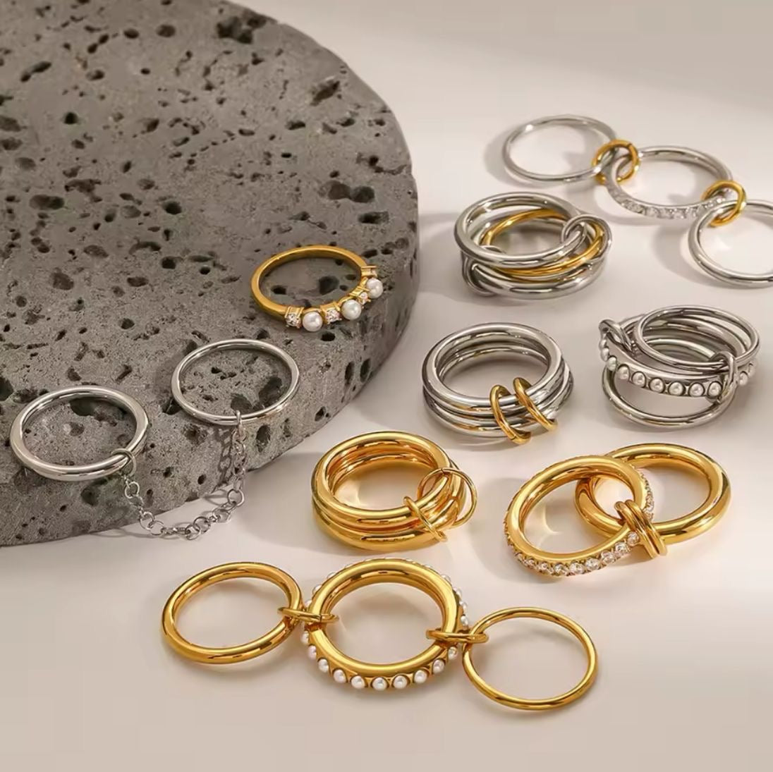 Adelaide Diamante LUX Stack Ring -18K