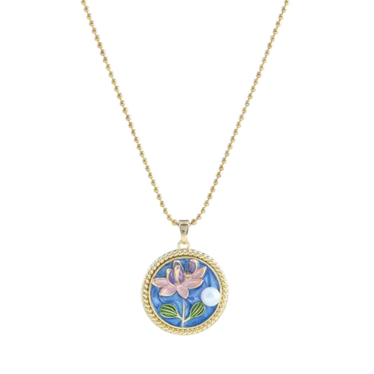 Midnight Flora Necklace -Hand Painted