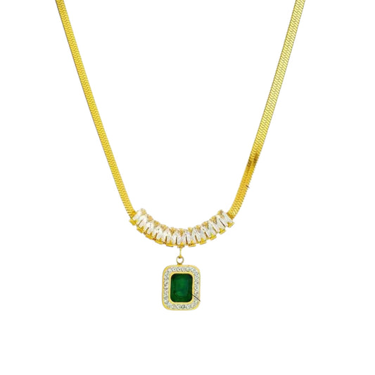 Amber Emerald Necklace -18K