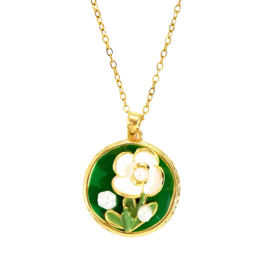 Amazon Perle Flora Necklace -18K | Hand Painted