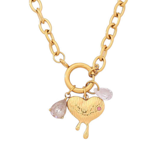 Heart Drip Charm Necklace
