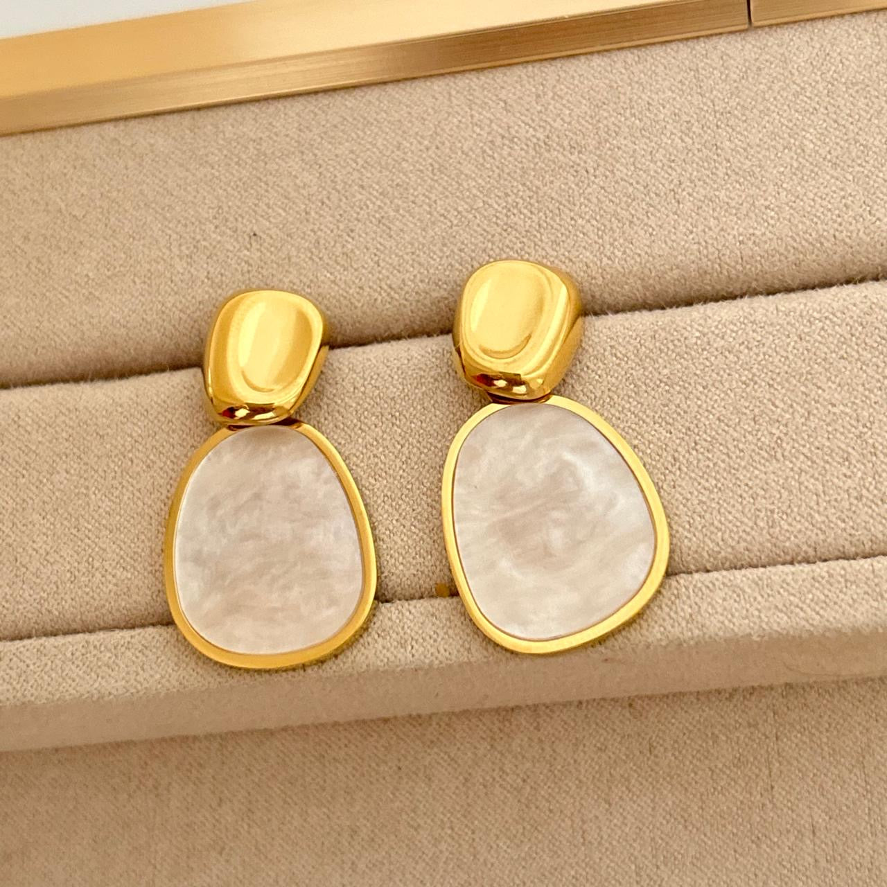 Diana Drops Studs -Shell