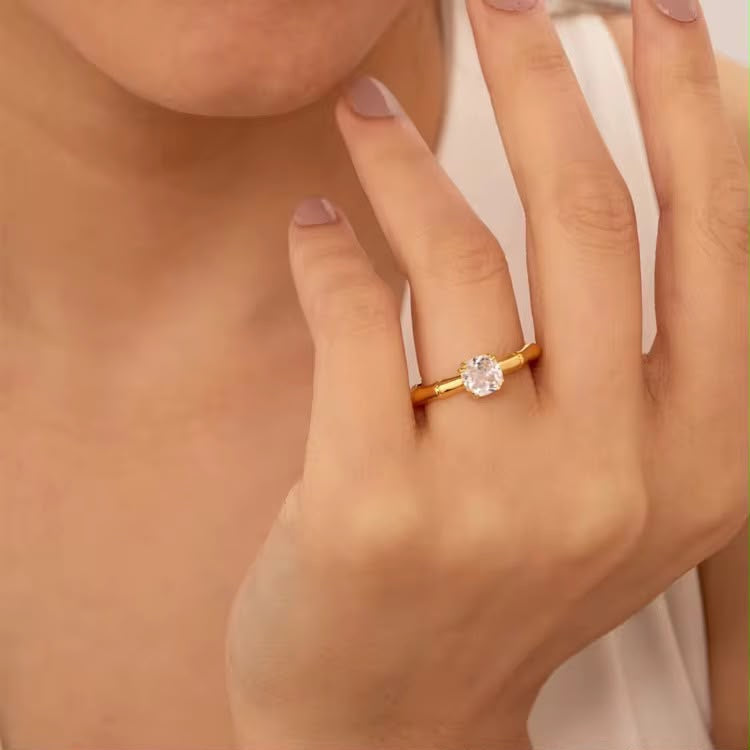 Bamboo Solitaire Ring
