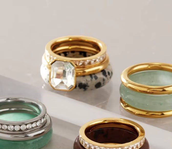 Dalmatian Ice Stack Ring Set -Set of Three