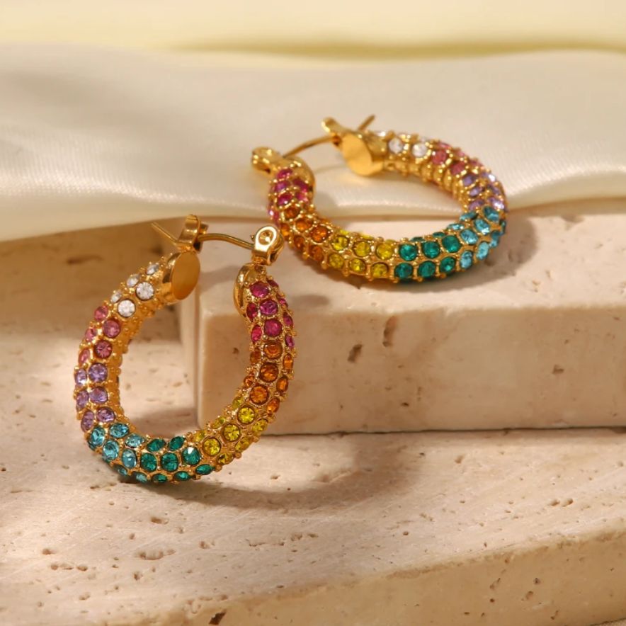 Dazzling Multi Zircon Hoops