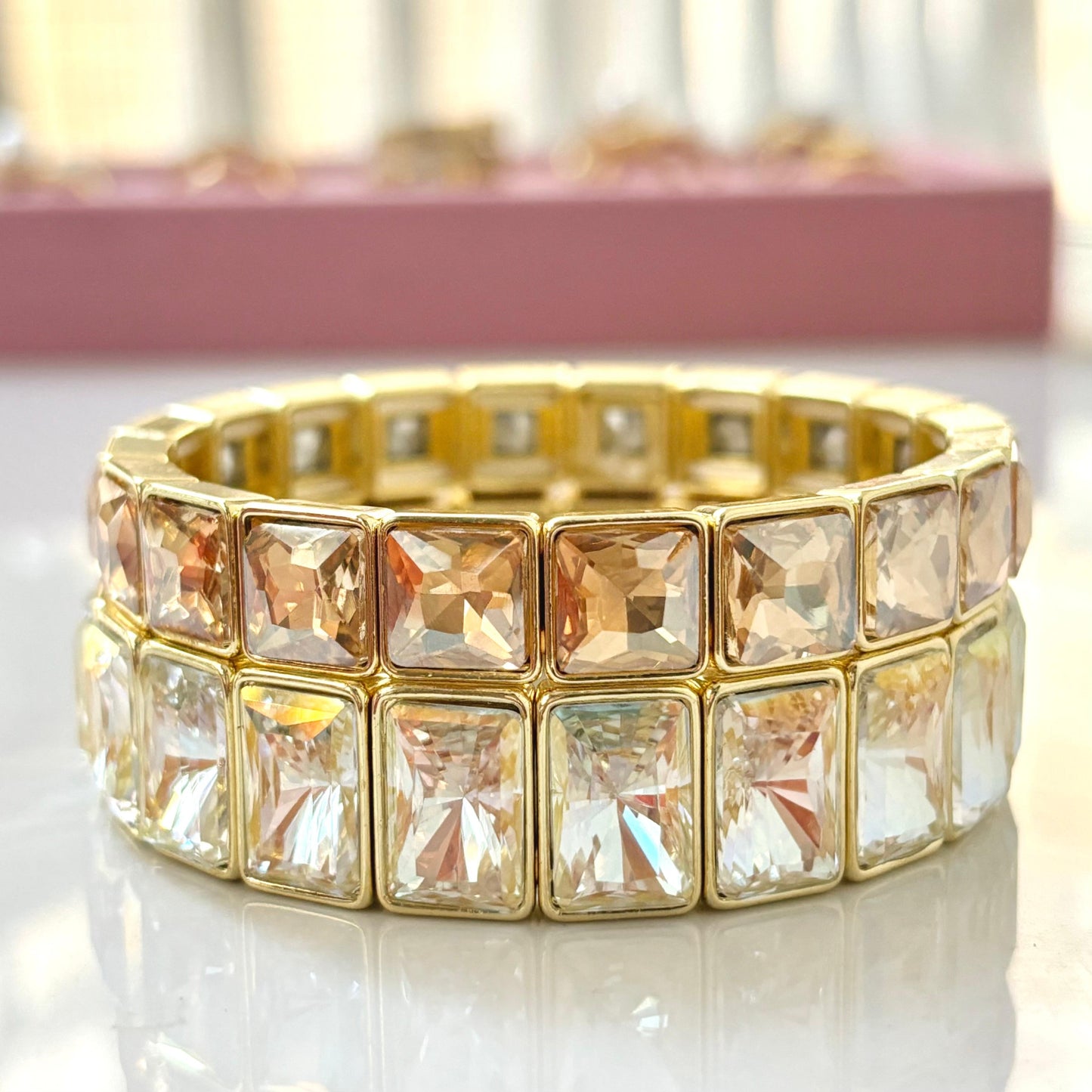 Luxurious Bezel Bracelet -Champagne | Adjustable