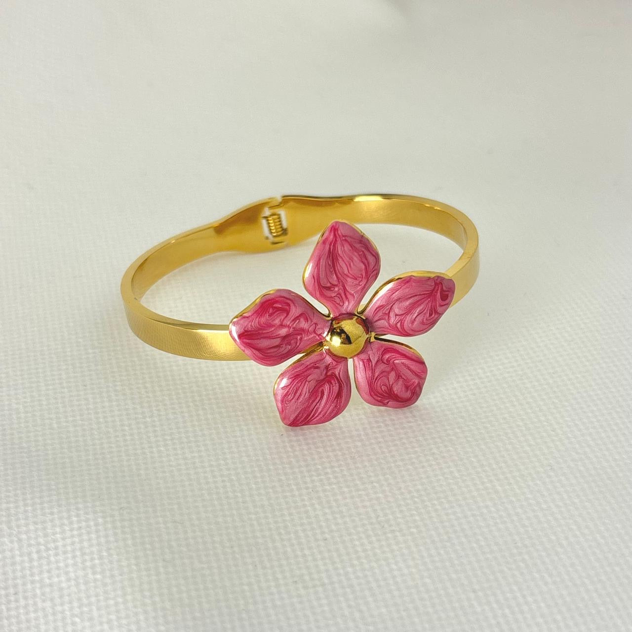 Lily Charm Cuff -Pink