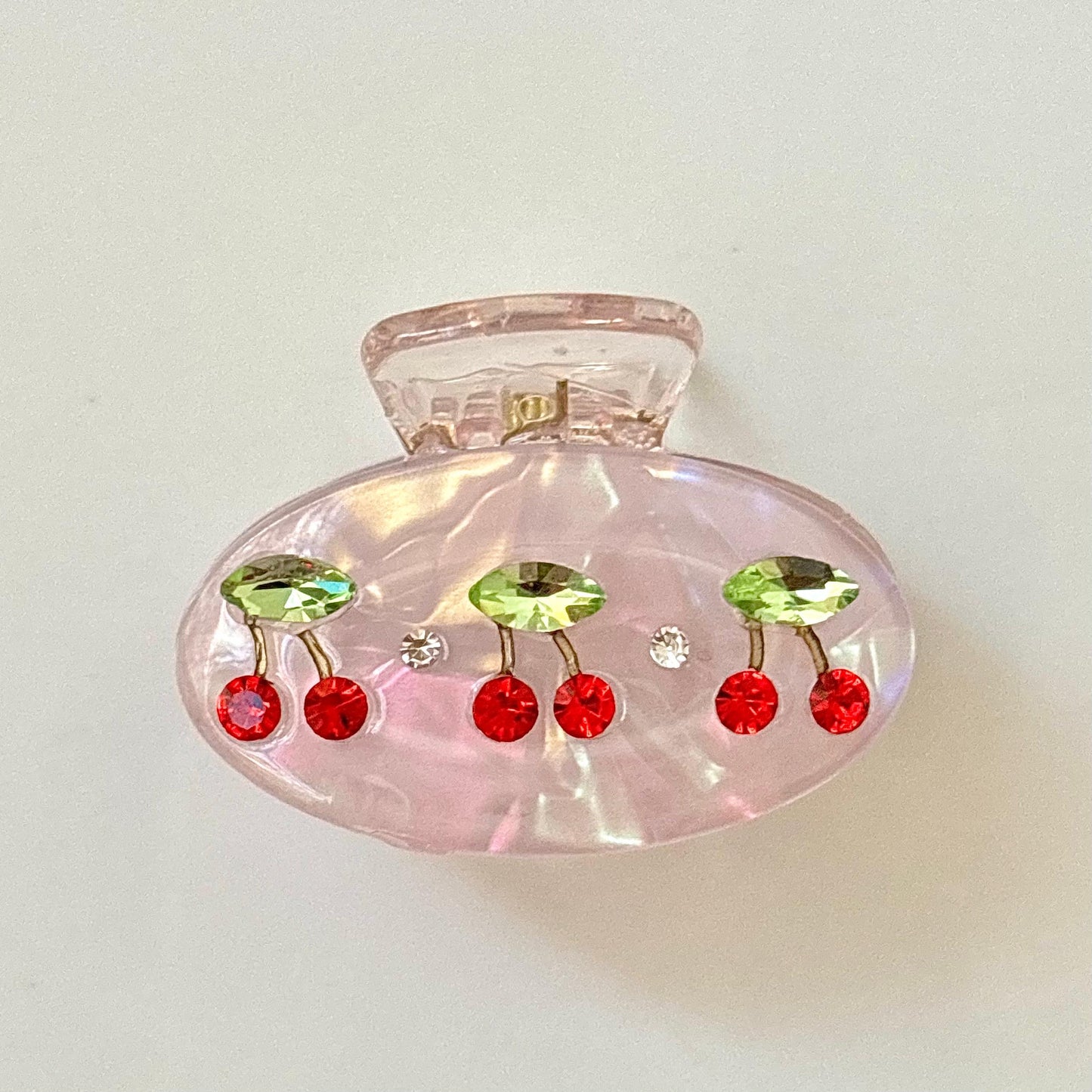 Lilac With Cherry Red Cz Claw Clip