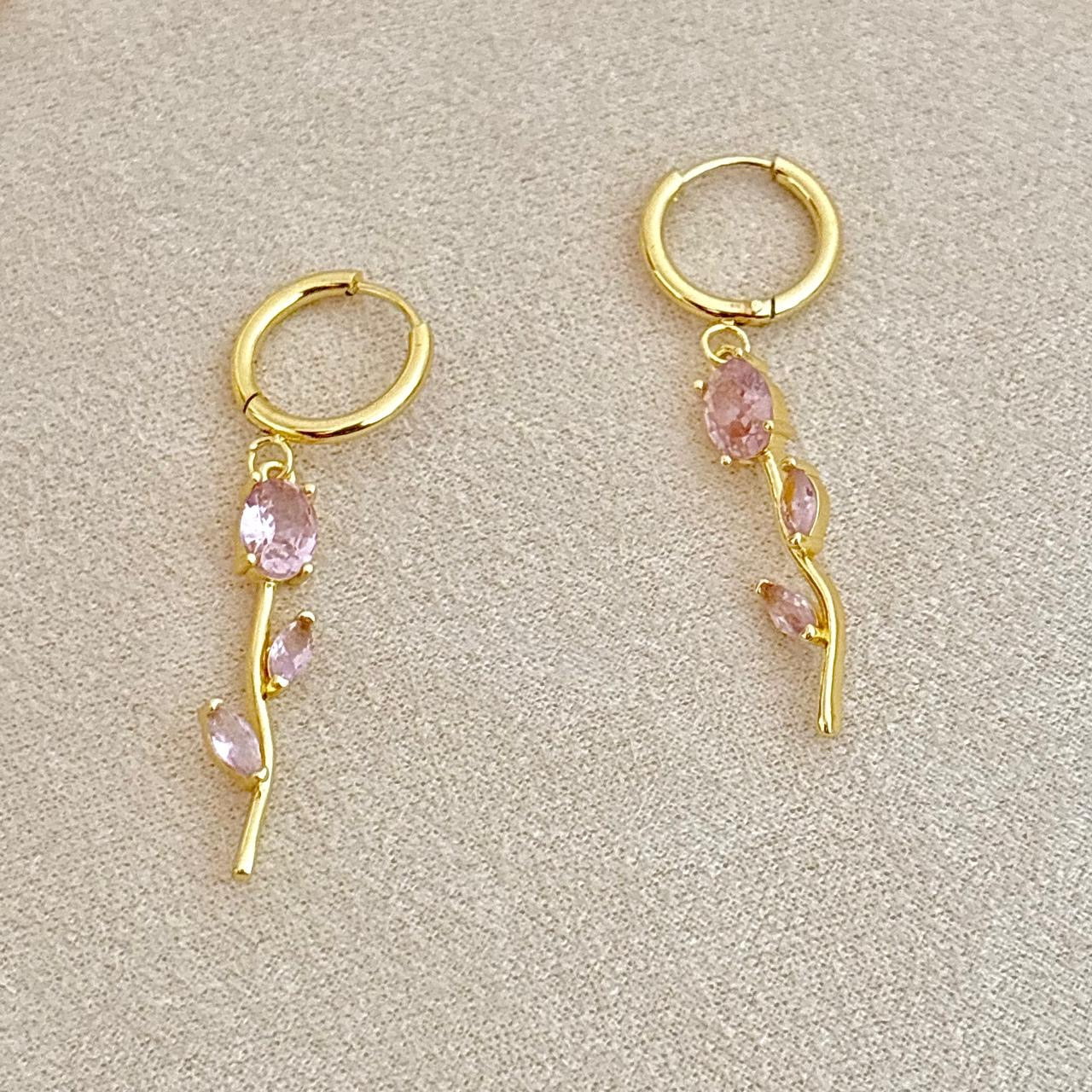 Pink Rose Vine Hoops