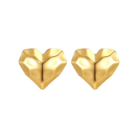 Hammered Heart Studs