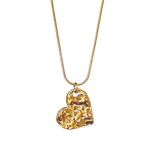 Hammered Heart Necklace -18K