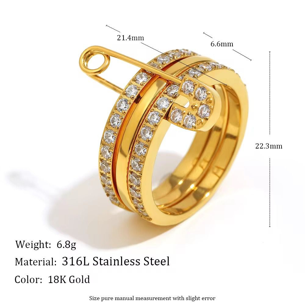 Pinned With Diamond Stack Ring