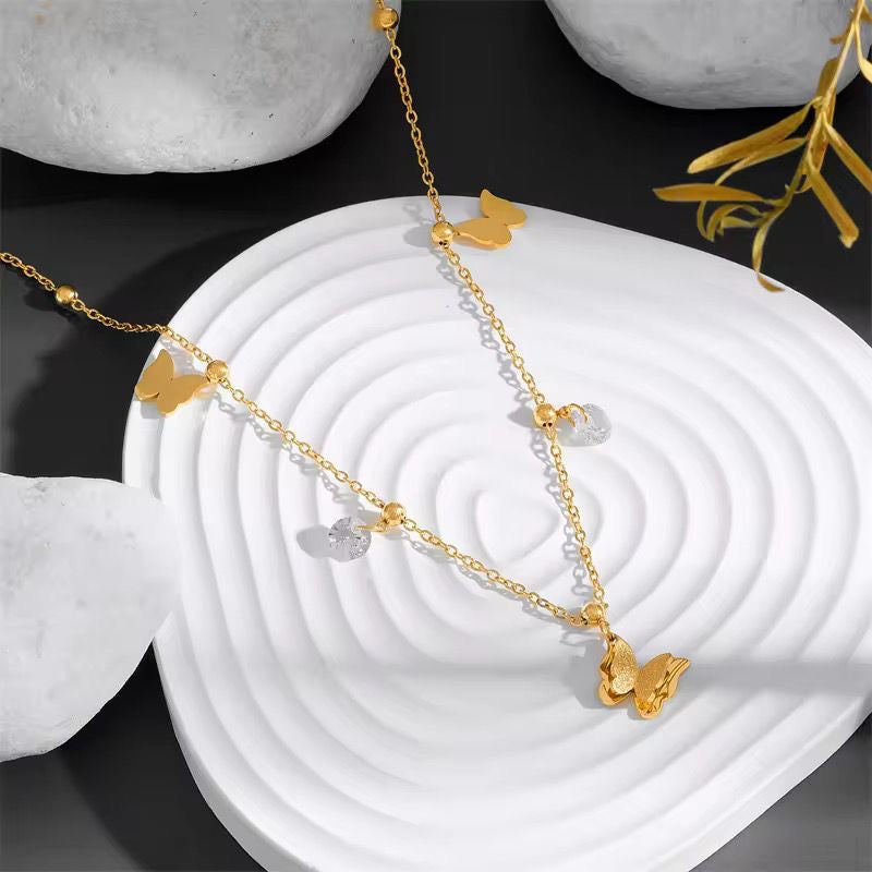 Frosted Flutter Charm Necklace