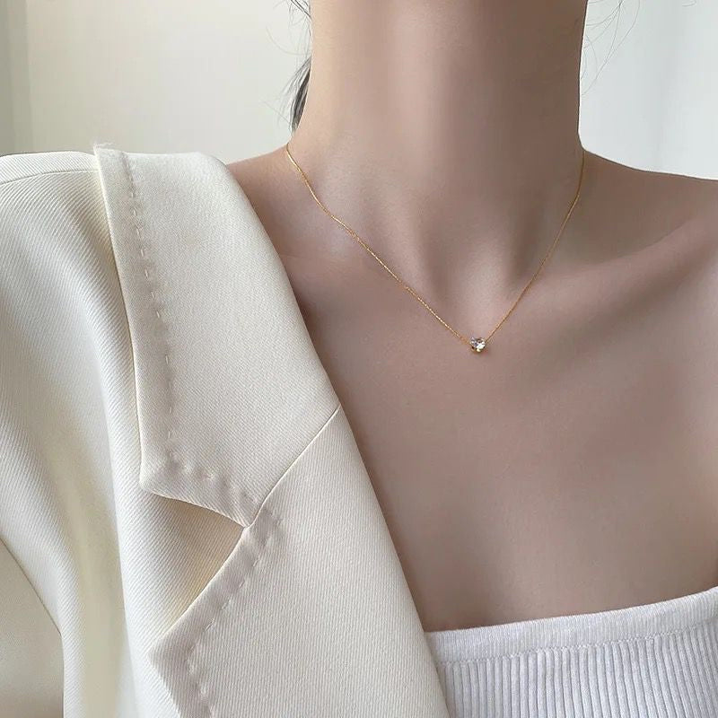 Diamond Solitaire 6 Claws Necklace