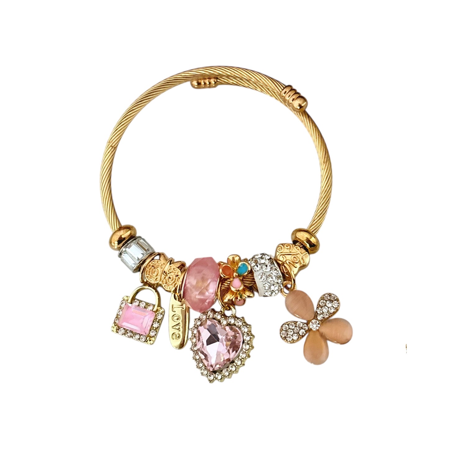 Euphoria Flora Multi Charm Bracelet -Pretty Pink