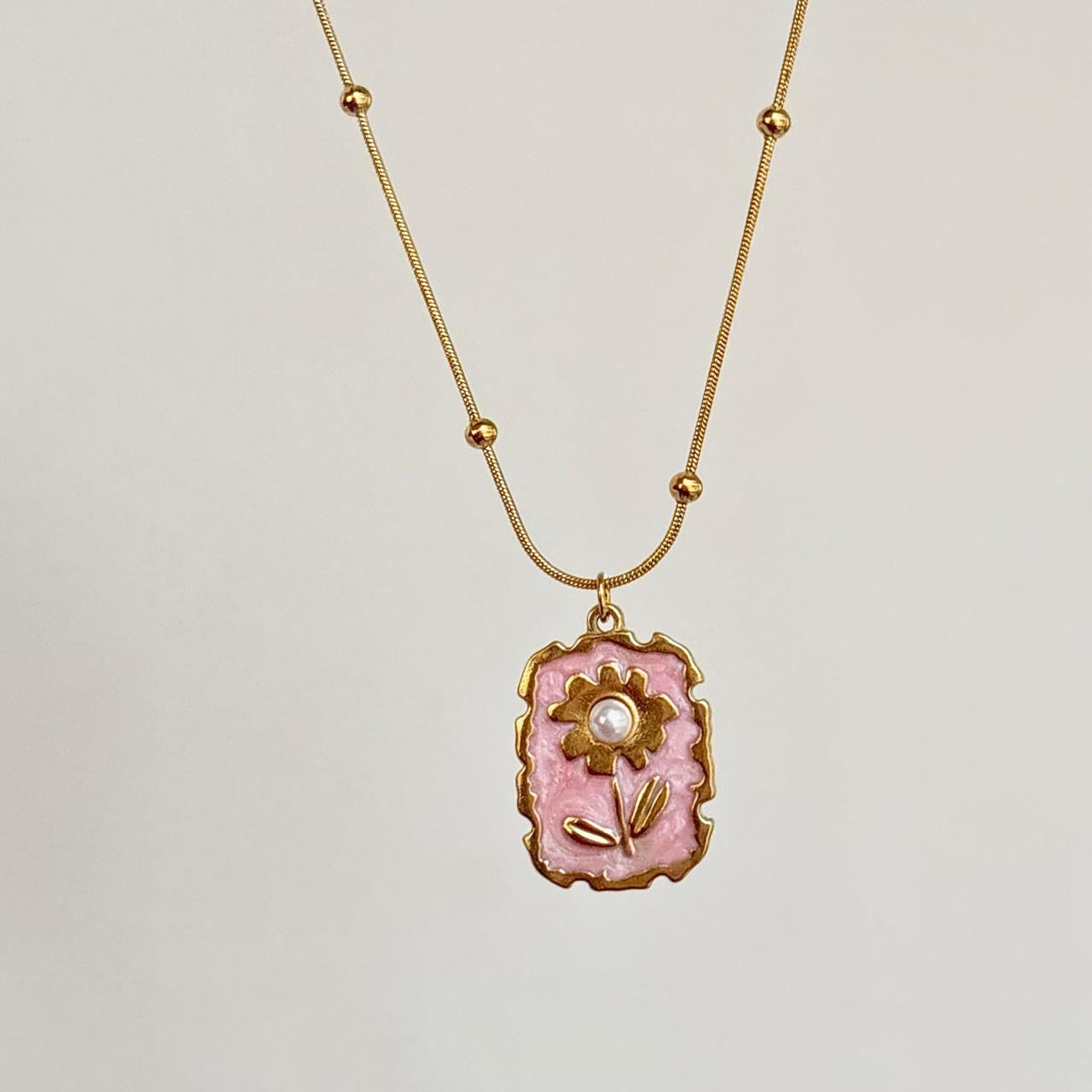 Pink Dandelion Necklace