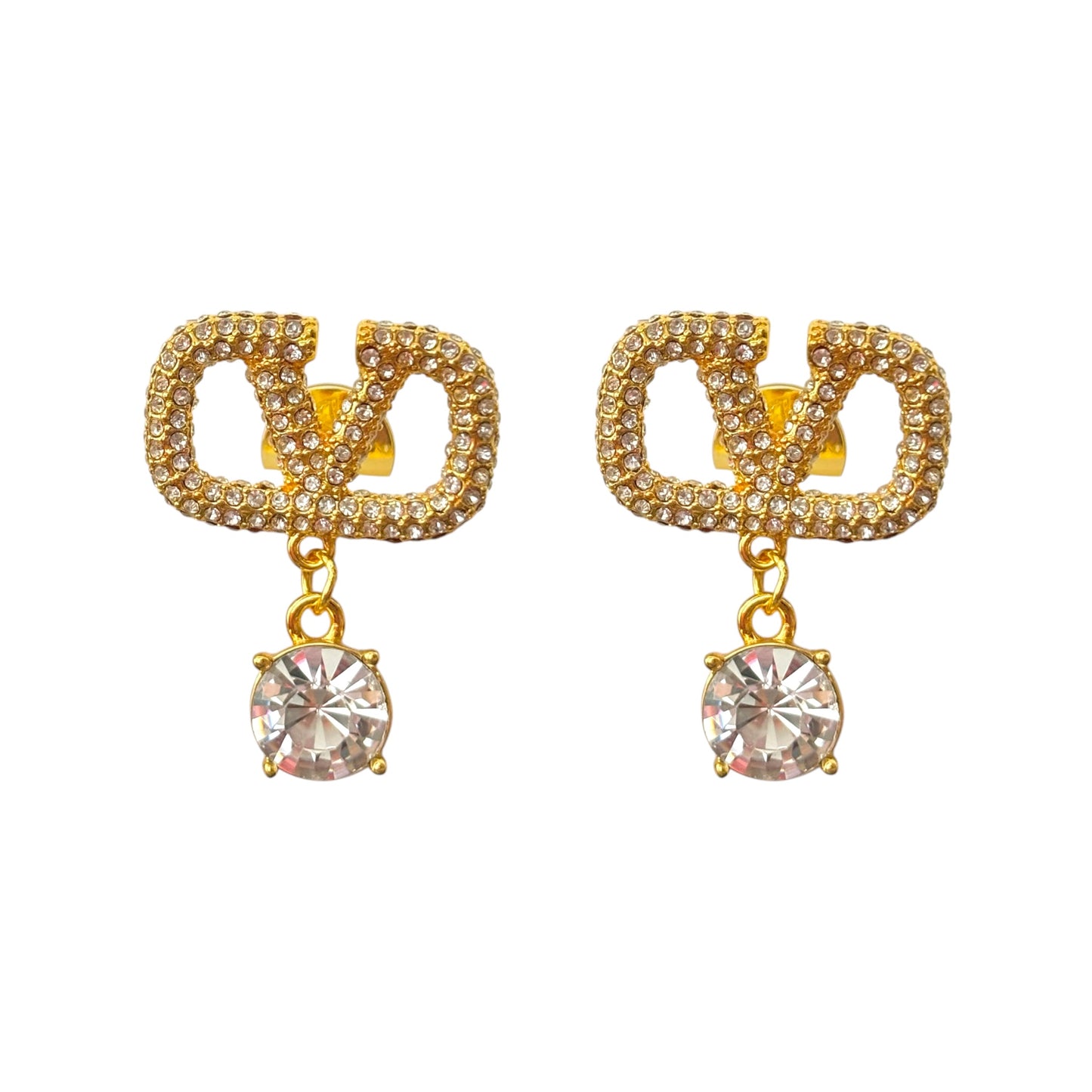 V-Swarovski Crystal Diamond Drop Studs