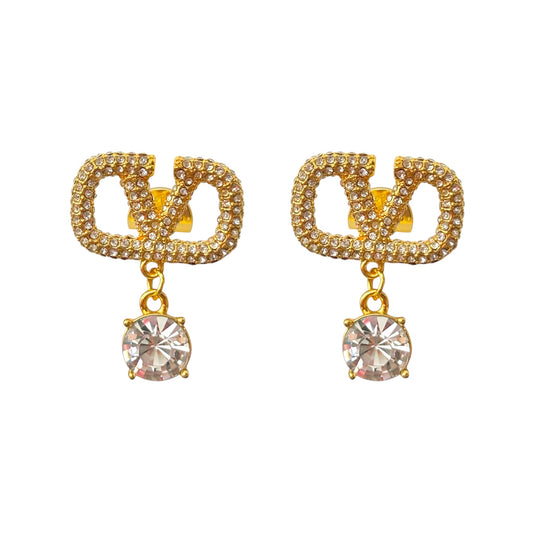 V-Swarovski Crystal Diamond Drop Studs