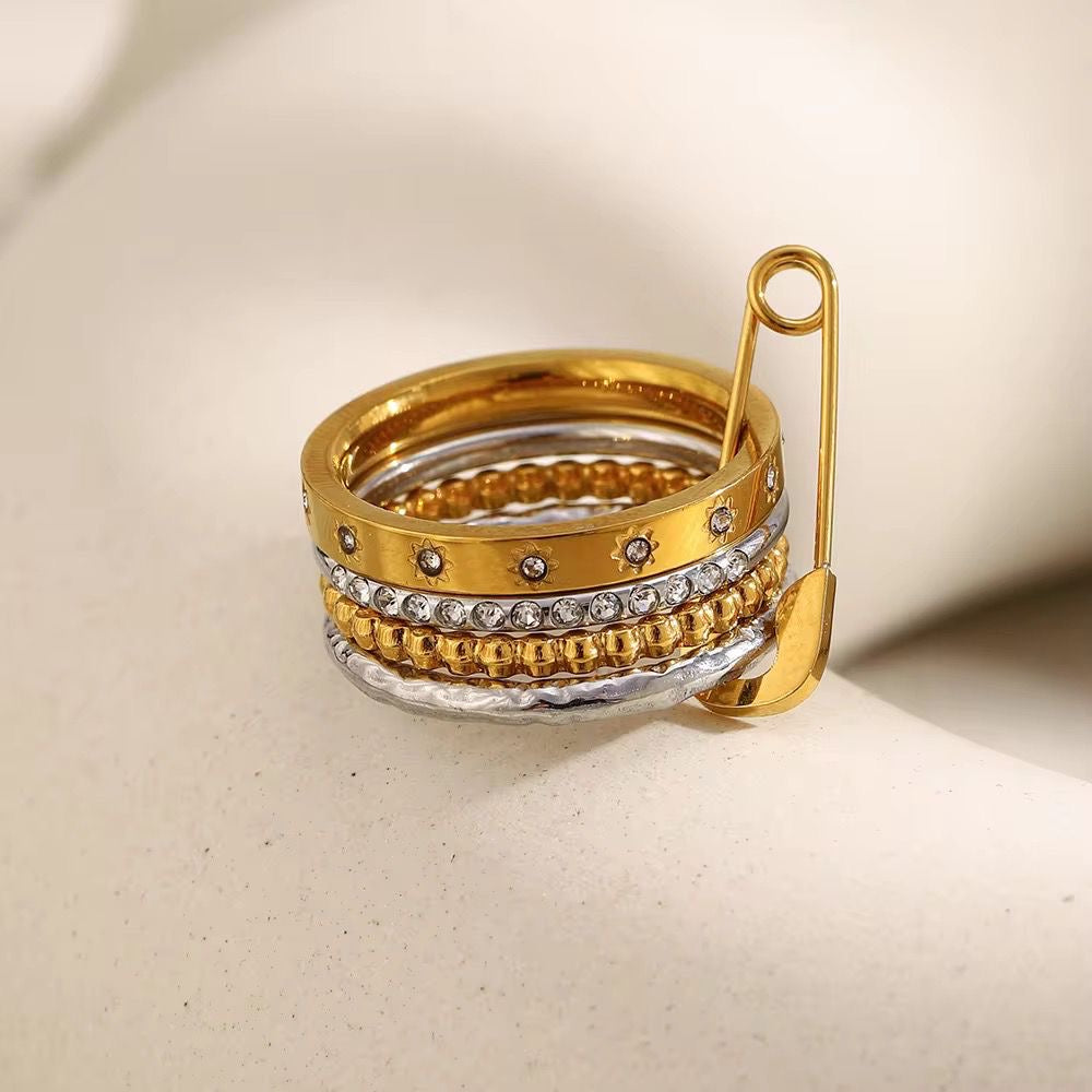 LUX Pave Pin Stacker Ring