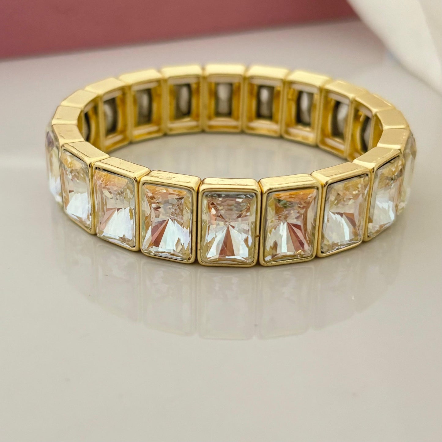 Luxurious Baguette Cluster Bracelet -Adjustable